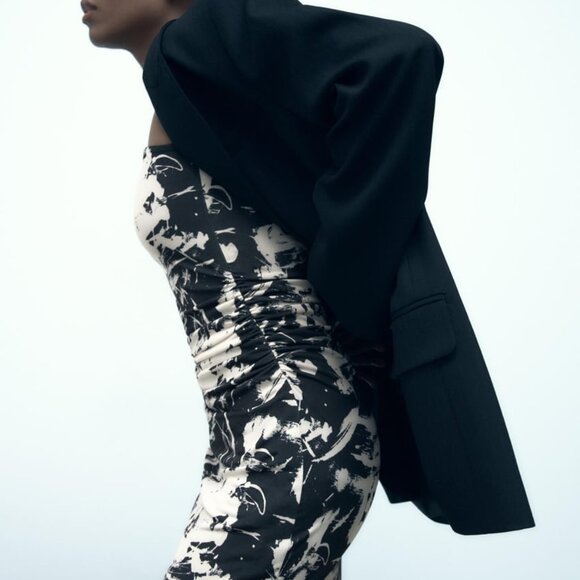 BRAND NEW ZARA PRINTED ASYMMETRIC DRESS - Picture 2 of 6